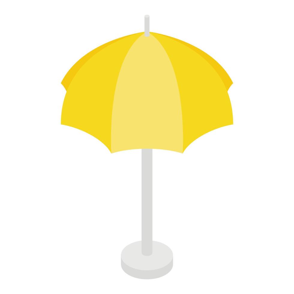 geel strand paraplu icoon, isometrische stijl vector