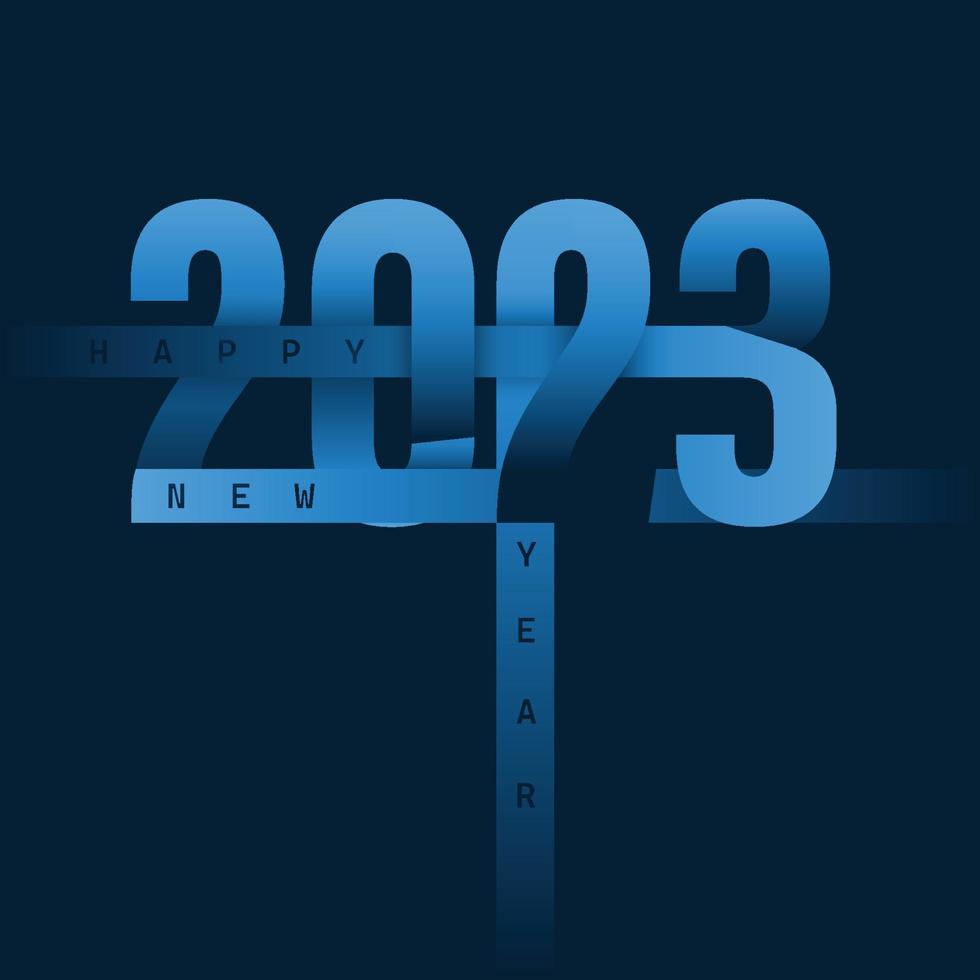 2023 koel tekst effect blauw kleur, gelukkig nieuw jaar, vector behang