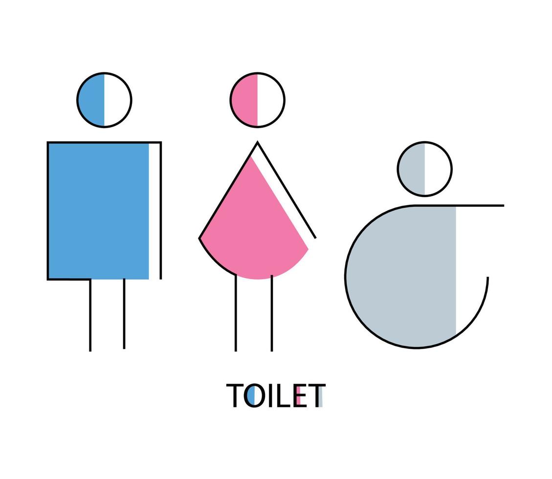 toilet teken, rolstoel teken, vector tekens, gehandicapt, badkamer, wc