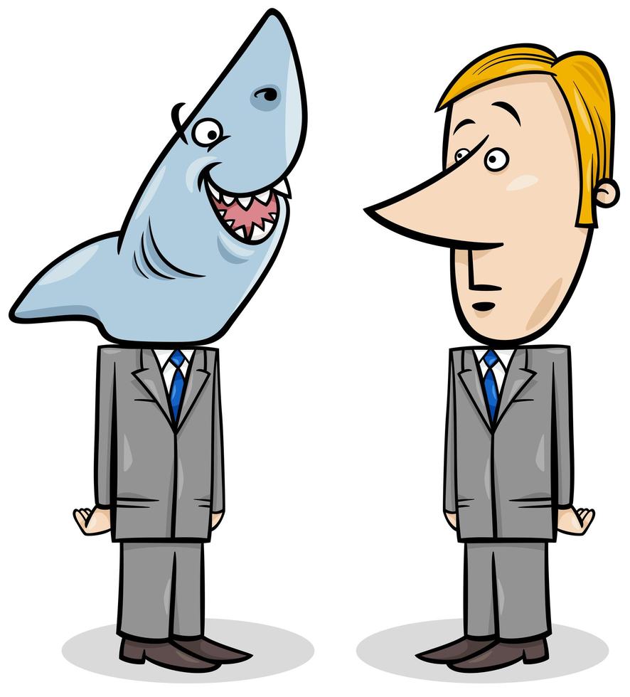 zakelijke haai en jonge zakenman concept cartoon vector
