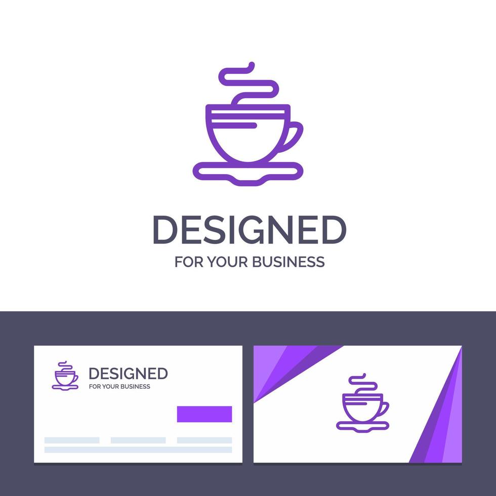 creatief bedrijf kaart en logo sjabloon thee kop koffie hotel vector illustratie