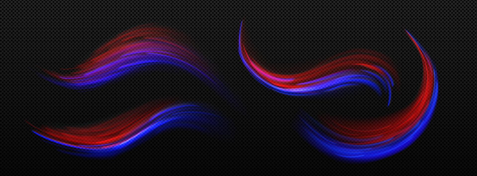 snelheid beweging licht effect, blauw en rood trails vector