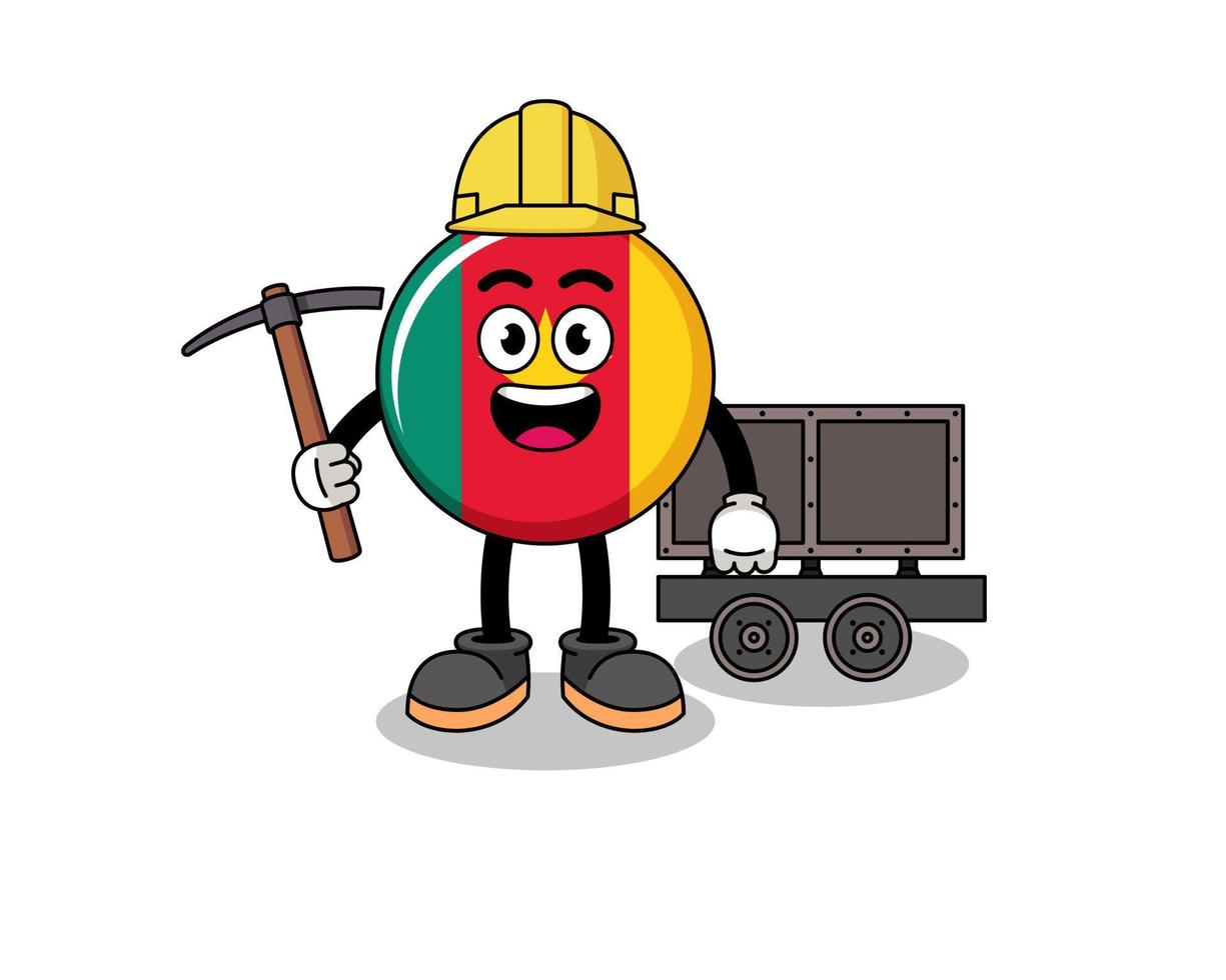 mascotte illustratie van Kameroen vlag mijnwerker vector