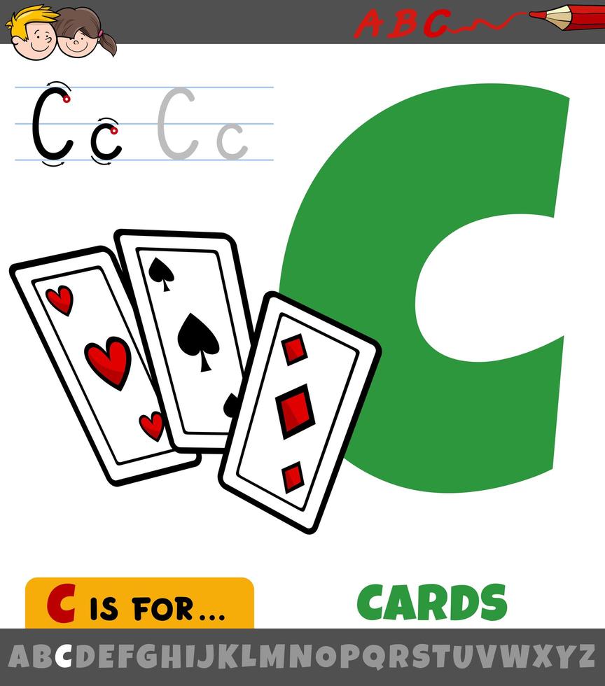 letter c uit alfabet met cartoonkaarten vector