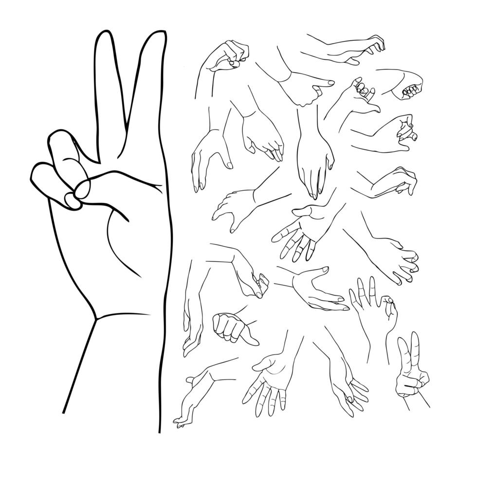 handen met verschillende gebaren instellen vector
