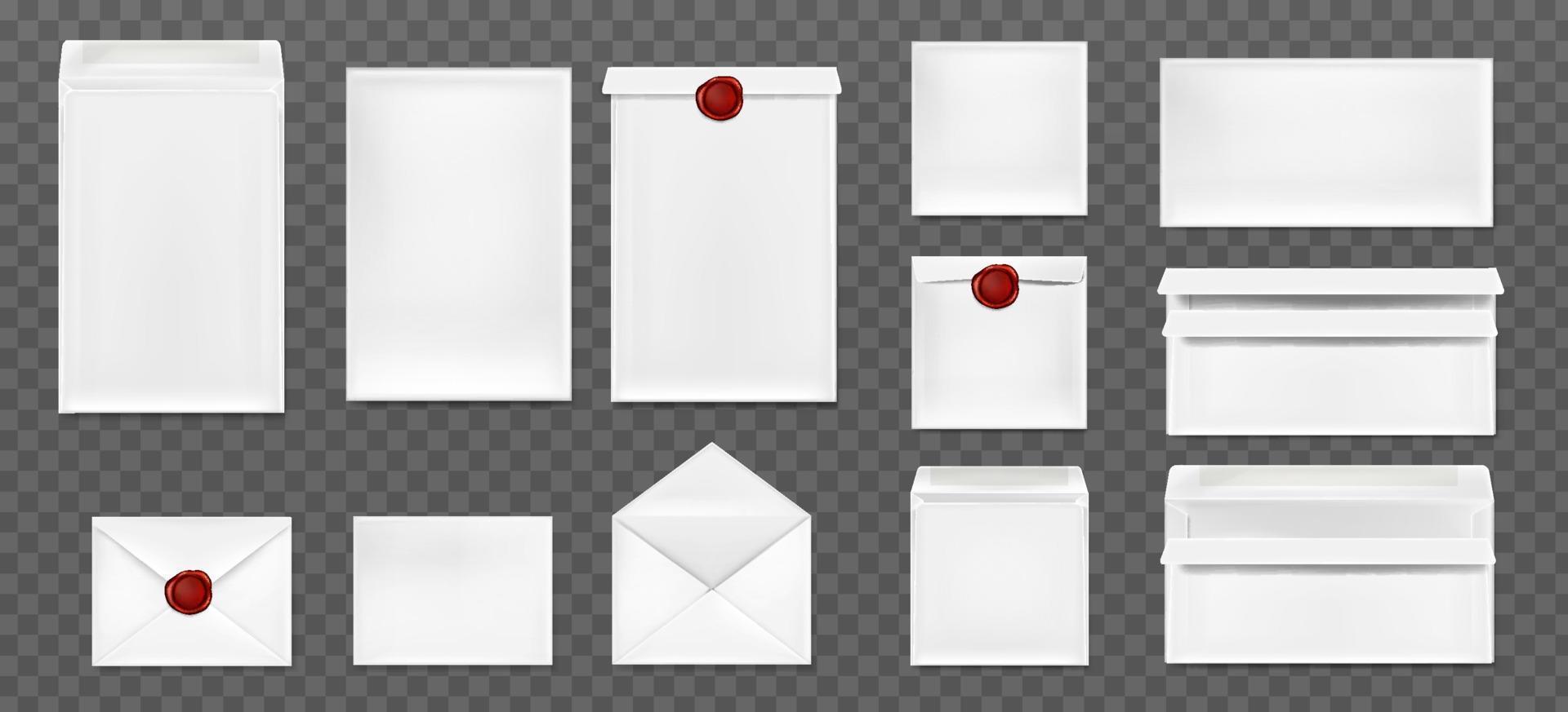 wit enveloppen met rood was- zegel vector