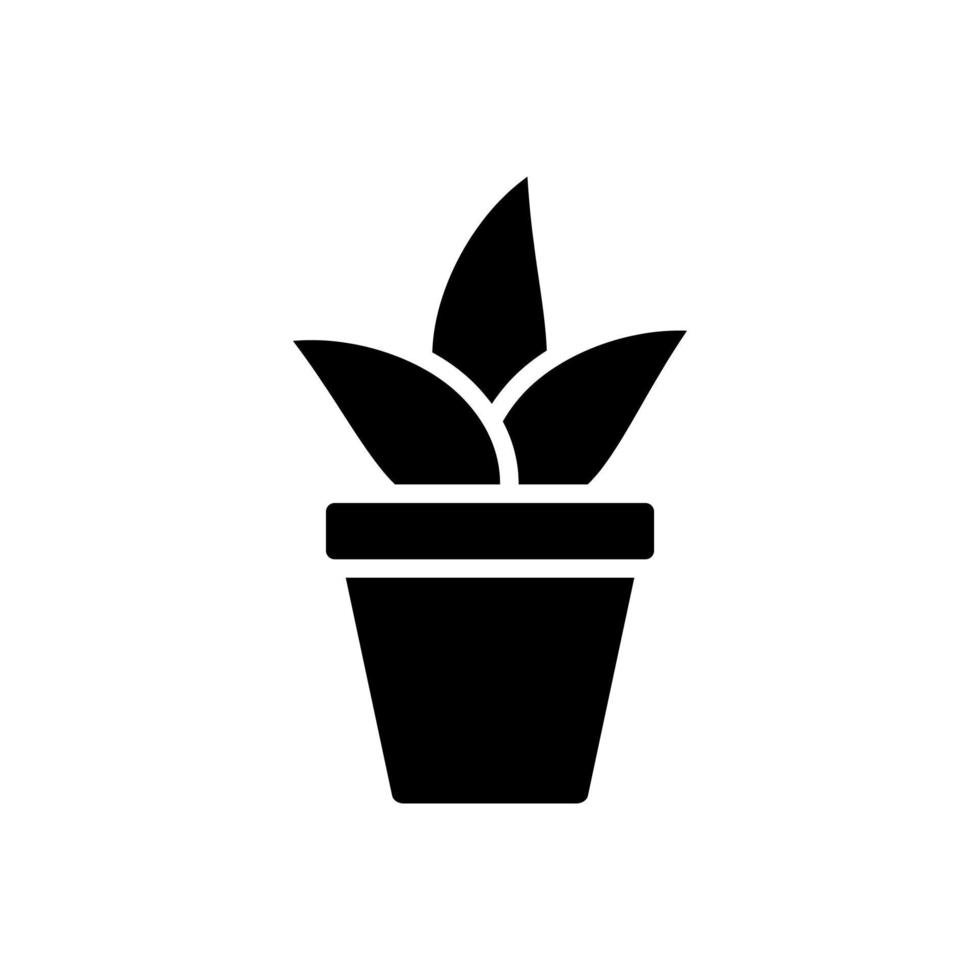 fabriek in zwart pot icoon. groeit huis planten en zaailingen voor decoreren interieur met natuurlijk decor en aanplant met teelt in vector tuin