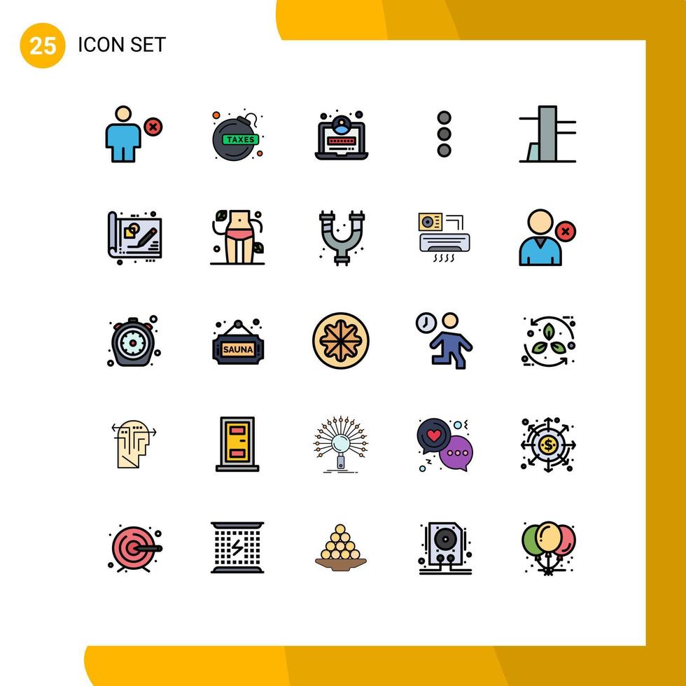 pak van 25 modern gevulde lijn vlak kleuren tekens en symbolen voor web afdrukken media zo net zo bedrijf gereedschap en gereedschap belasting ui app bewerkbare vector ontwerp elementen