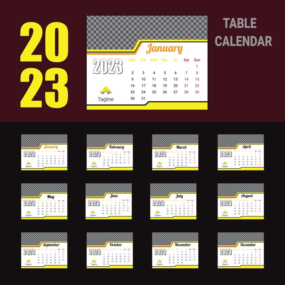 creatief uniek kantoor tafel kalender 2023 ontwerp vector
