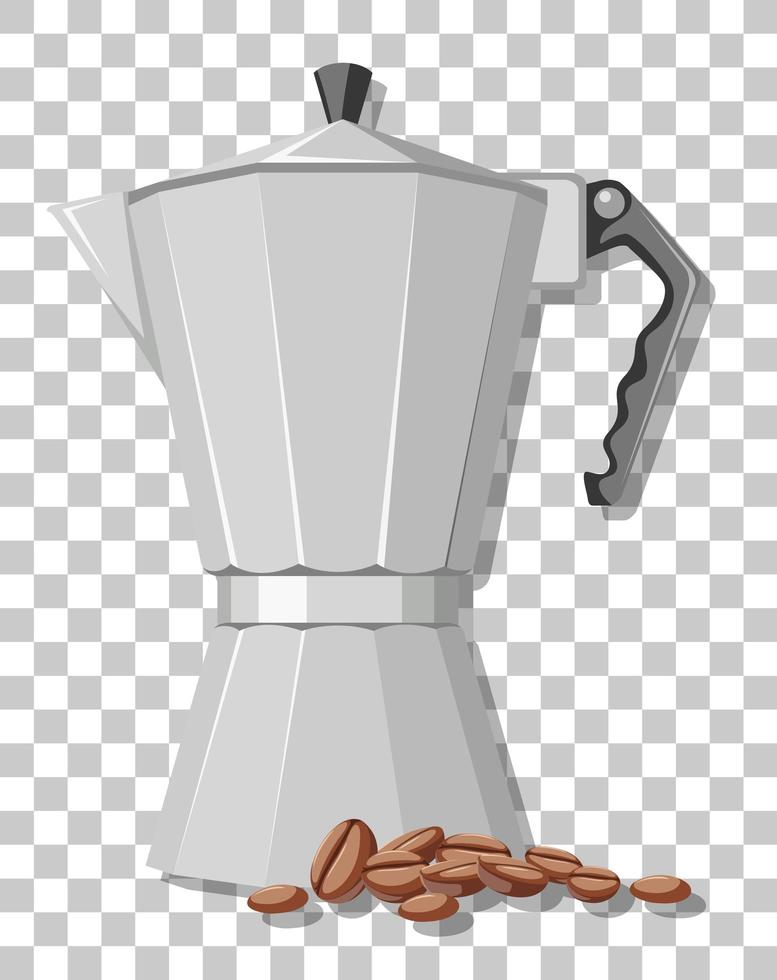 mokapot met koffiebonen geïsoleerd op transparante achtergrond vector