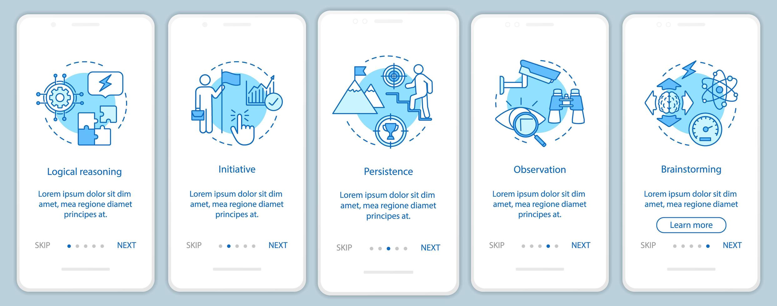 analytisch denken onboarding mobiele app-paginascherm vector