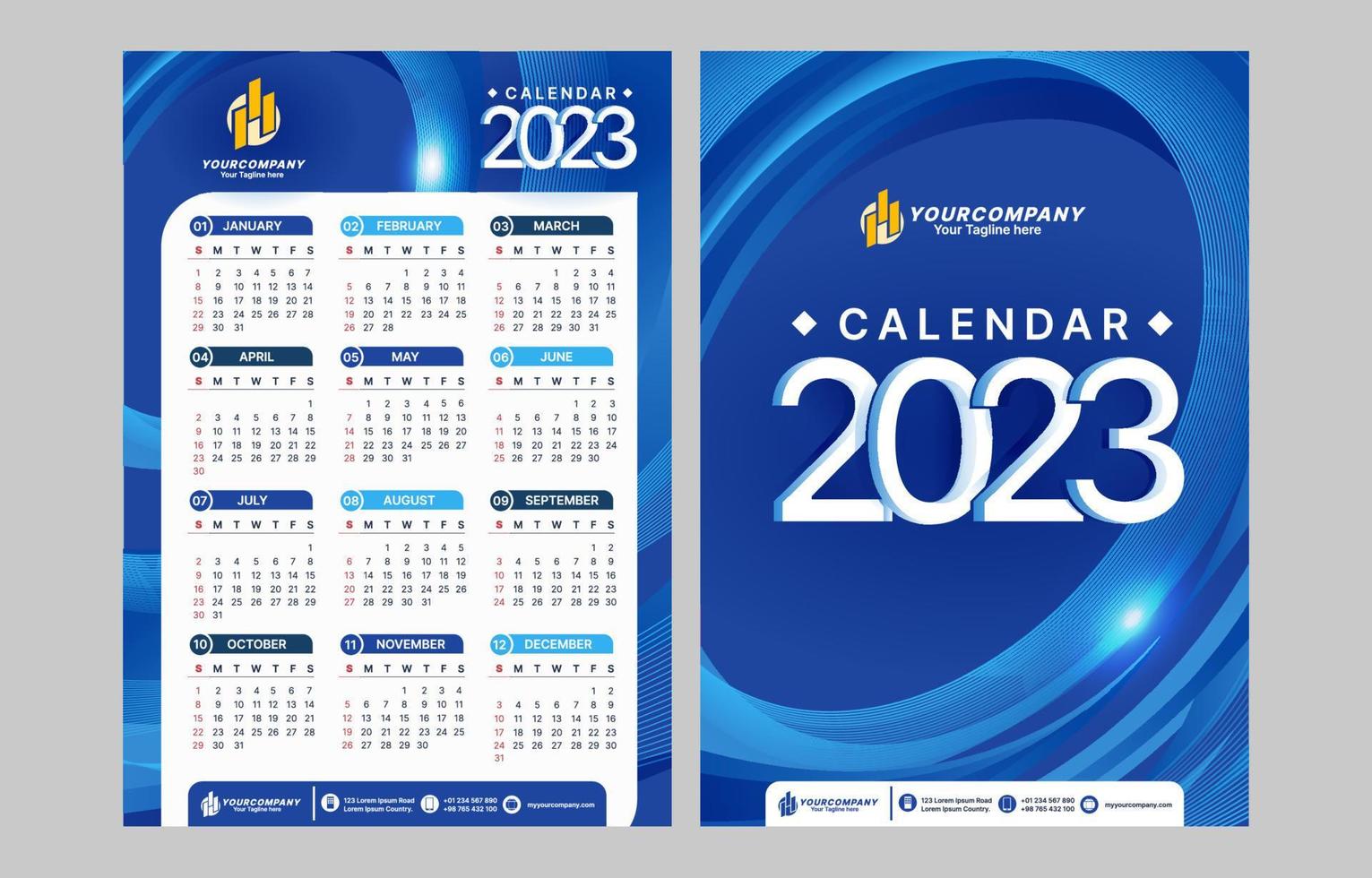 blauw modern kromme kalender voor zakelijke vector