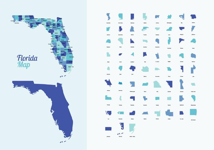 Florida Kaart Met Counties Vector