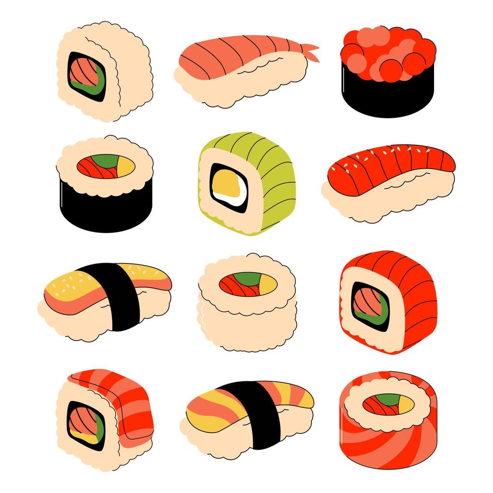 helder vector illustratie van Aziatisch voedsel. Japans menu, Aziatisch gerechten voor menu's en restaurants.