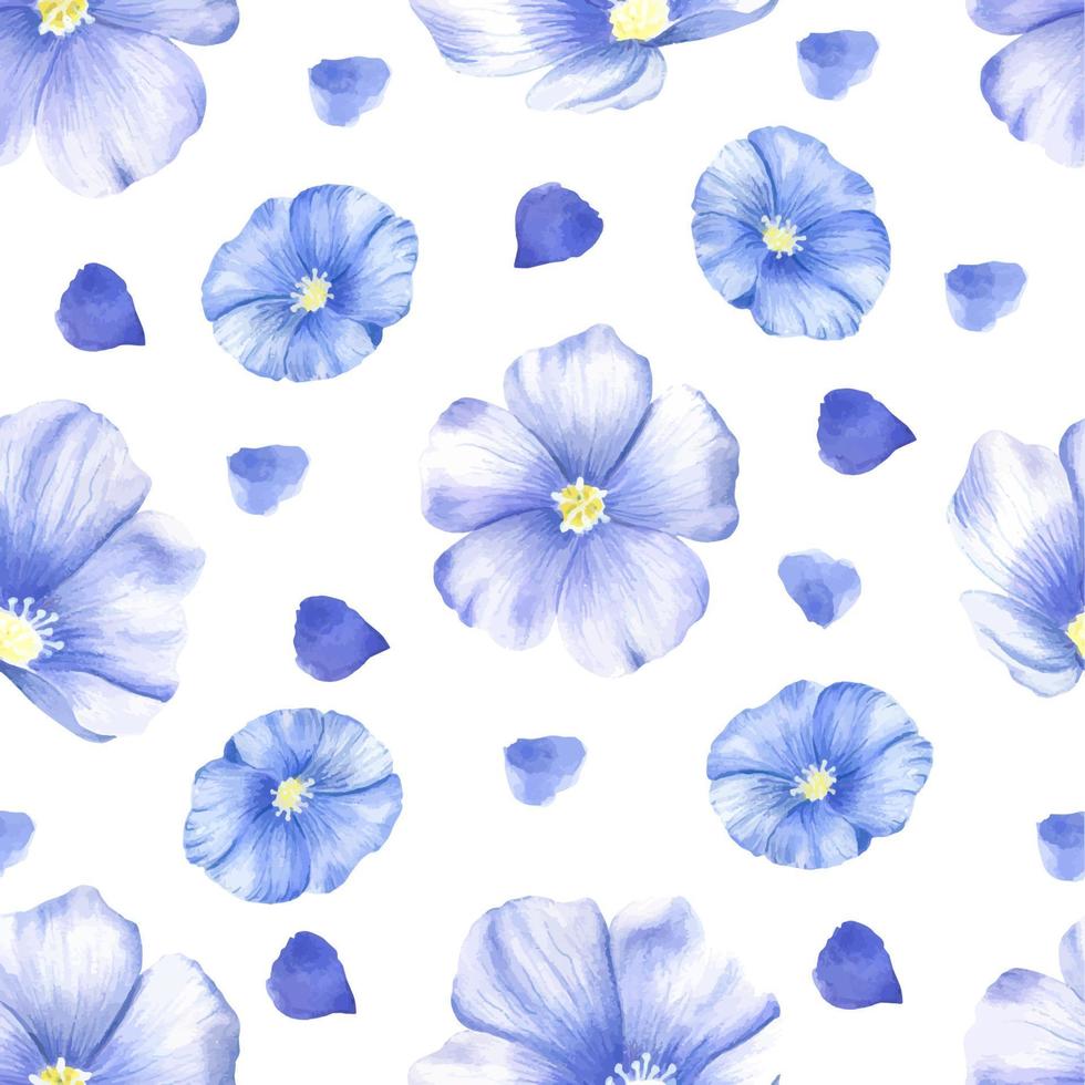 vector naadloos patroon van vlas wilde bloemen. waterverf bloemen naadloos patroon van blauw bloemen. geschikt voor kleding stof, scrapbooken, digitaal papier digitaal ontwerp