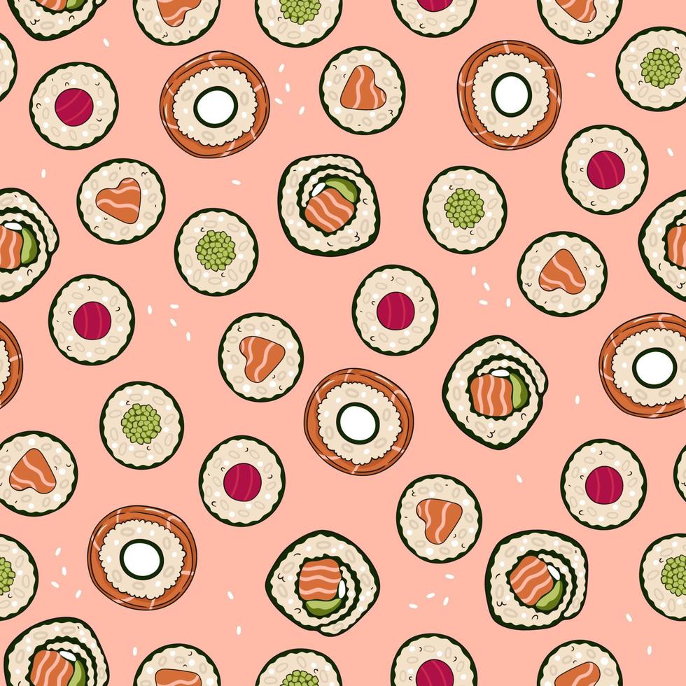 naadloos patroon met sushi top visie. vector grafiek.