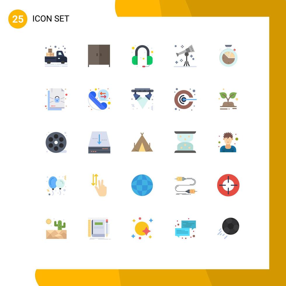 reeks van 25 modern ui pictogrammen symbolen tekens voor klok meten hoofdtelefoons telescoop wetenschap bewerkbare vector ontwerp elementen