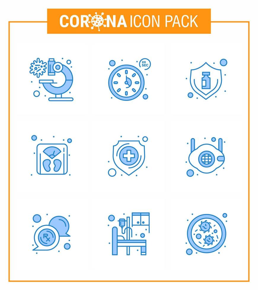 25 coronavirus noodgeval iconset blauw ontwerp zo net zo bescherming gewicht griep schaal fles virale coronavirus 2019november ziekte vector ontwerp elementen