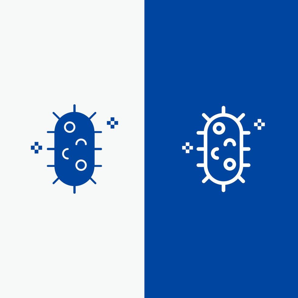 bacterie biochemie biologie chemie lijn en glyph solide icoon blauw banier lijn en glyph solide icoon blauw banier vector