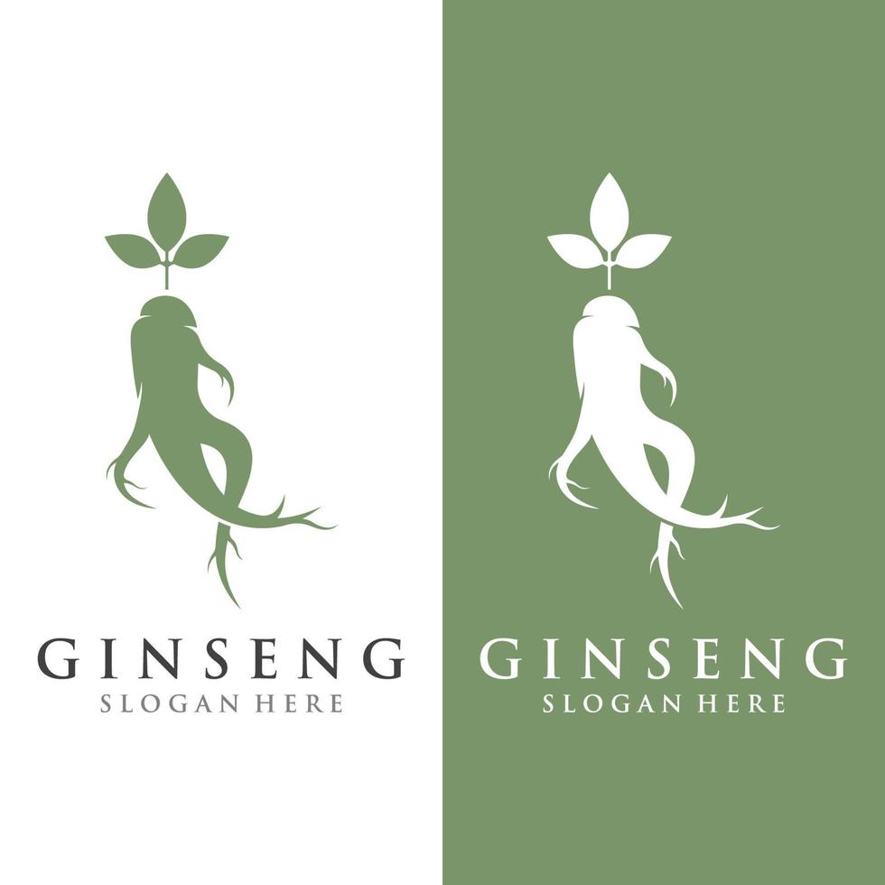 logo ontwerp van natuurlijk ginseng kruid fabriek en bladeren.logo voor bedrijf, kruiden, bloemen. vector