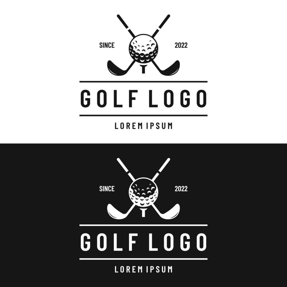 golf bal en golf club logo ontwerp. logo voor professioneel golf team, golf club, toernooi, bedrijf, evenement. vector