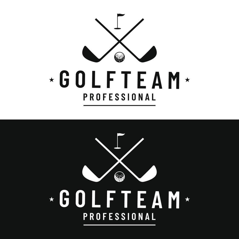 golf bal en golf club logo ontwerp. logo voor professioneel golf team, golf club, toernooi, bedrijf, evenement. vector