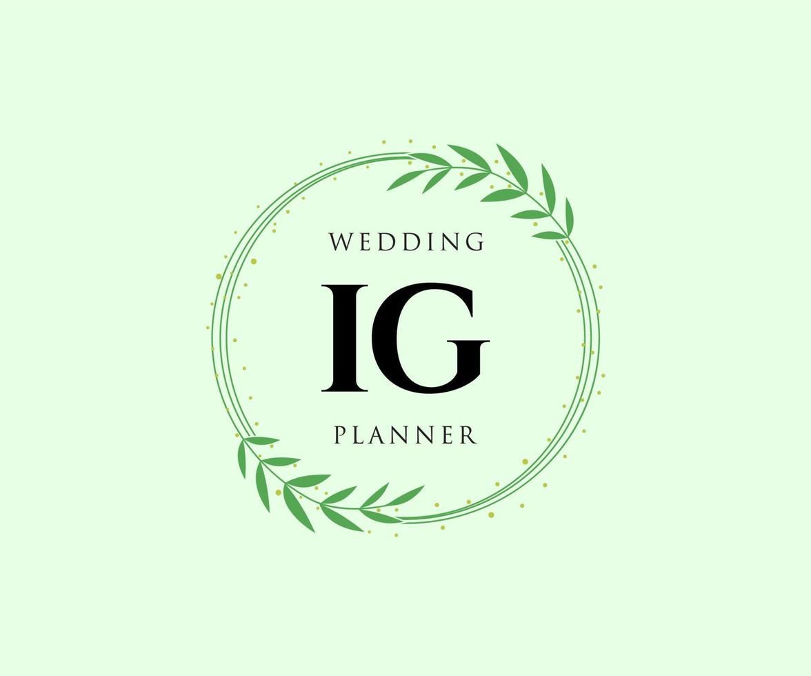 ig initialen brief bruiloft monogram logos verzameling, hand- getrokken modern minimalistisch en bloemen Sjablonen voor uitnodiging kaarten, opslaan de datum, elegant identiteit voor restaurant, boetiek, cafe in vector