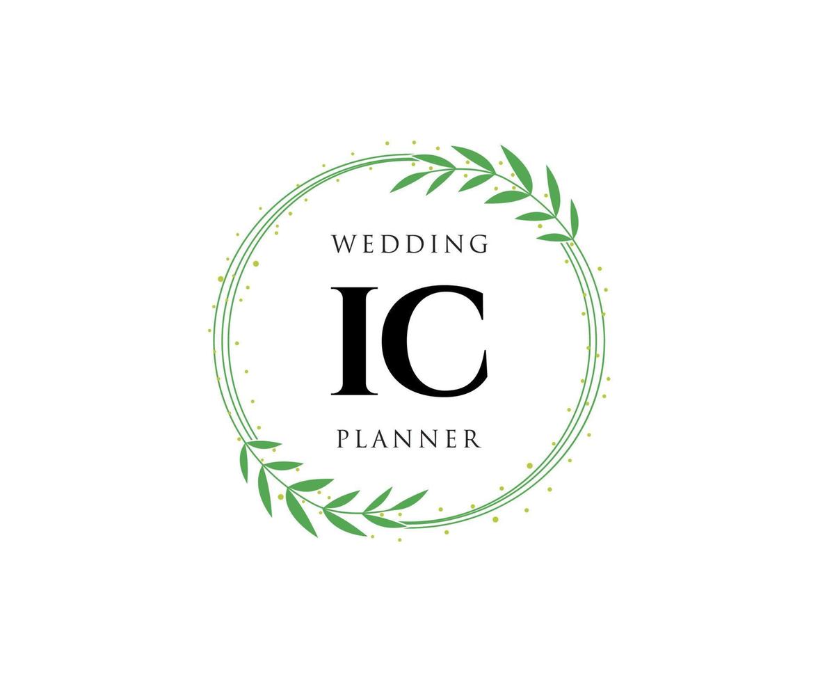 ic initialen brief bruiloft monogram logos verzameling, hand- getrokken modern minimalistisch en bloemen Sjablonen voor uitnodiging kaarten, opslaan de datum, elegant identiteit voor restaurant, boetiek, cafe in vector