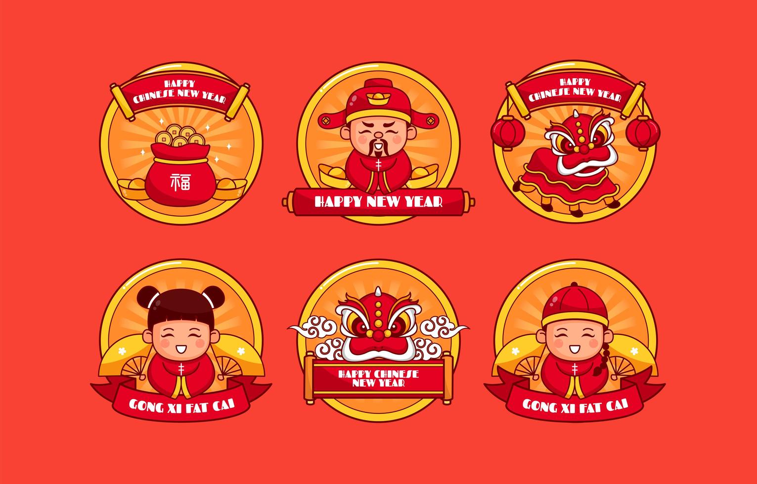 vieren Chinees Nieuwjaar pictogram sticker vector