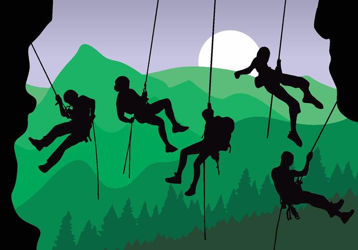Rappelling Silhouet Vector Pack