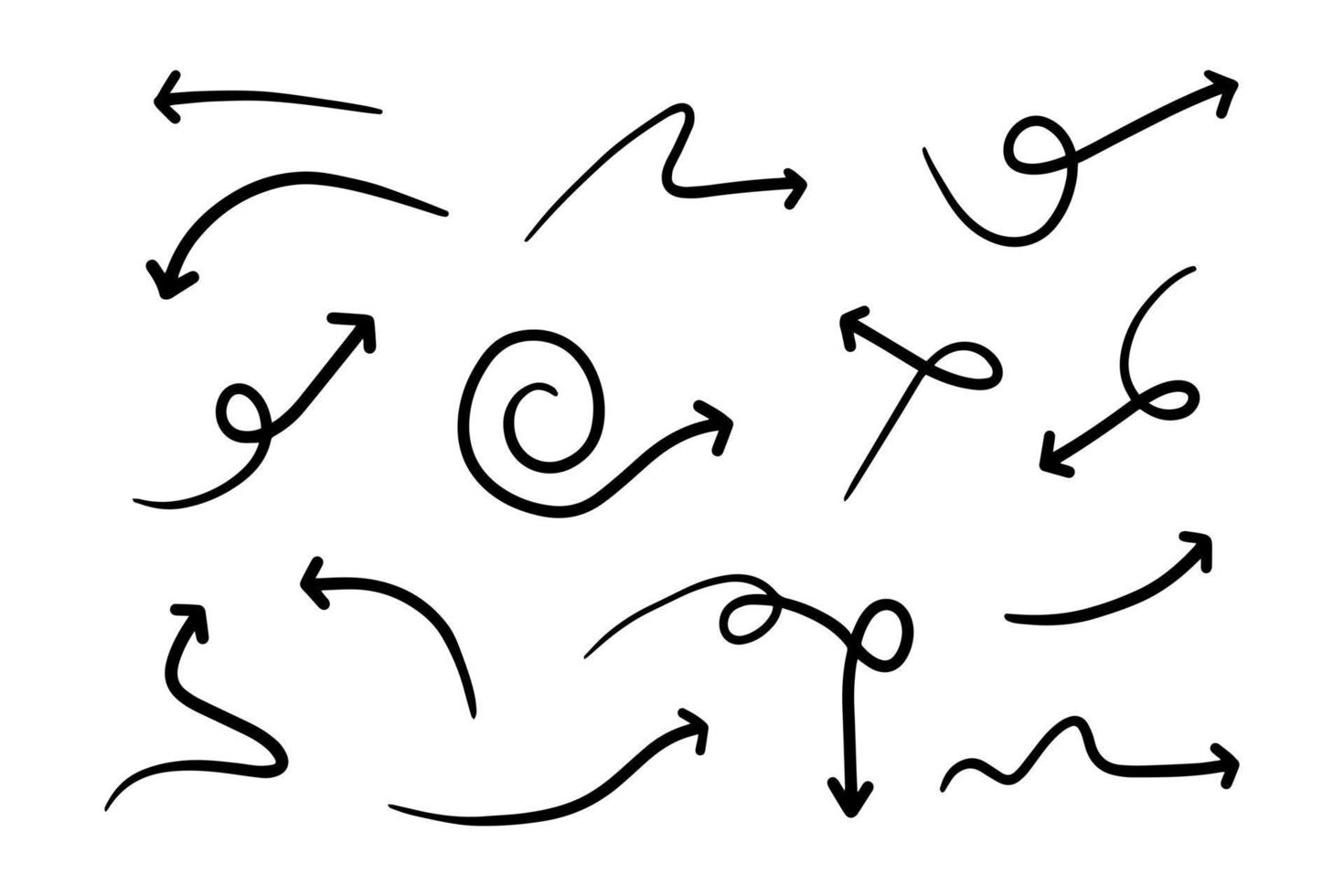 hand- getrokken pijl set. tekening vector illustratie.