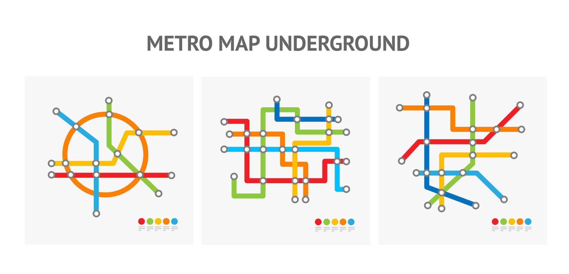 ondergronds metro kaart klein icoon set. vector