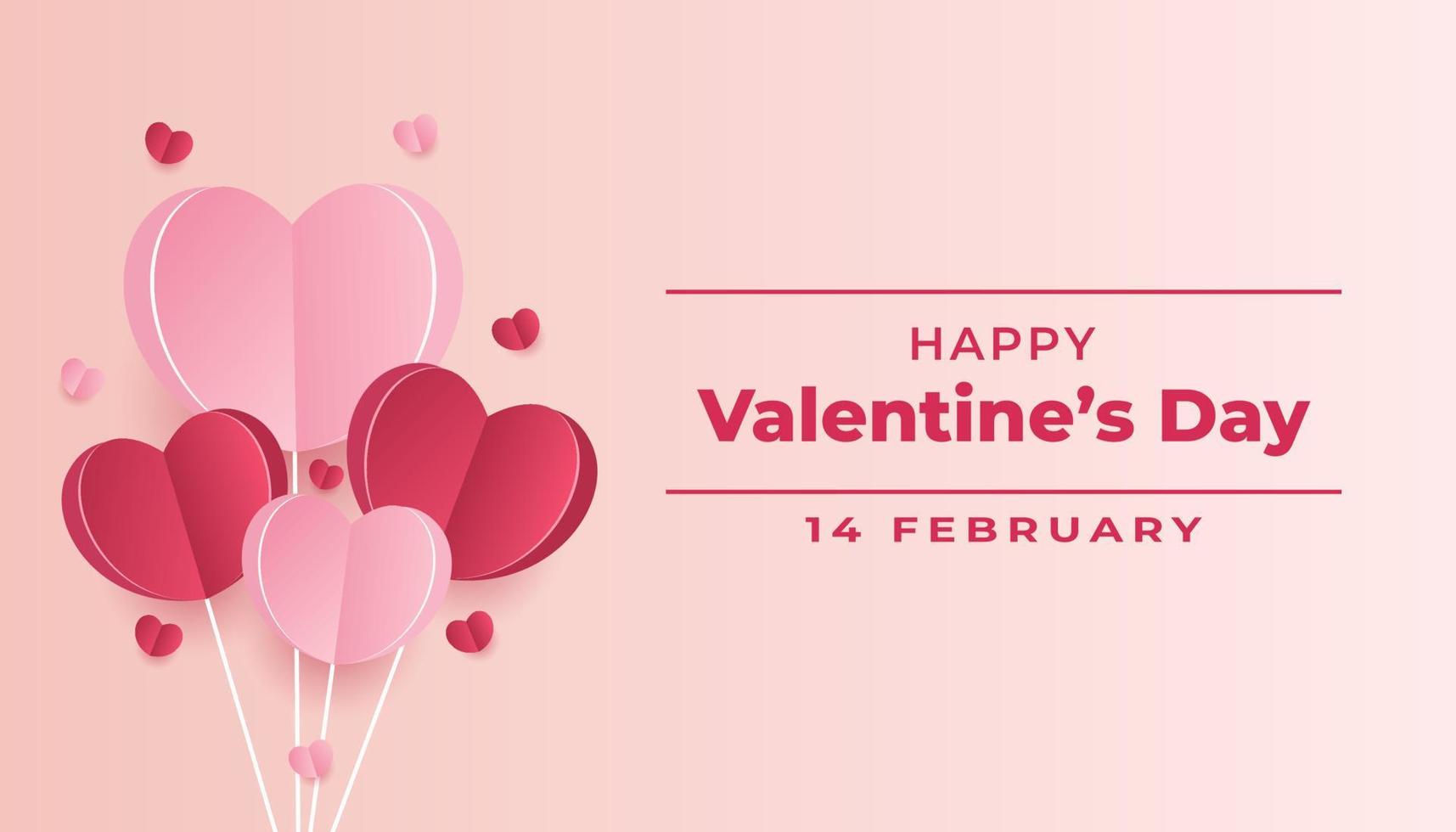gelukkig valentijnsdag dag met hart ballon elementen Aan roze achtergrond vector