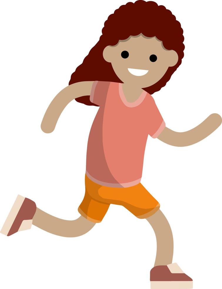 jong Mens in shorts en grijs t-shirt. rennen en sport. beweging en wandelen. tekenfilm vlak illustratie. actief levensstijl vector