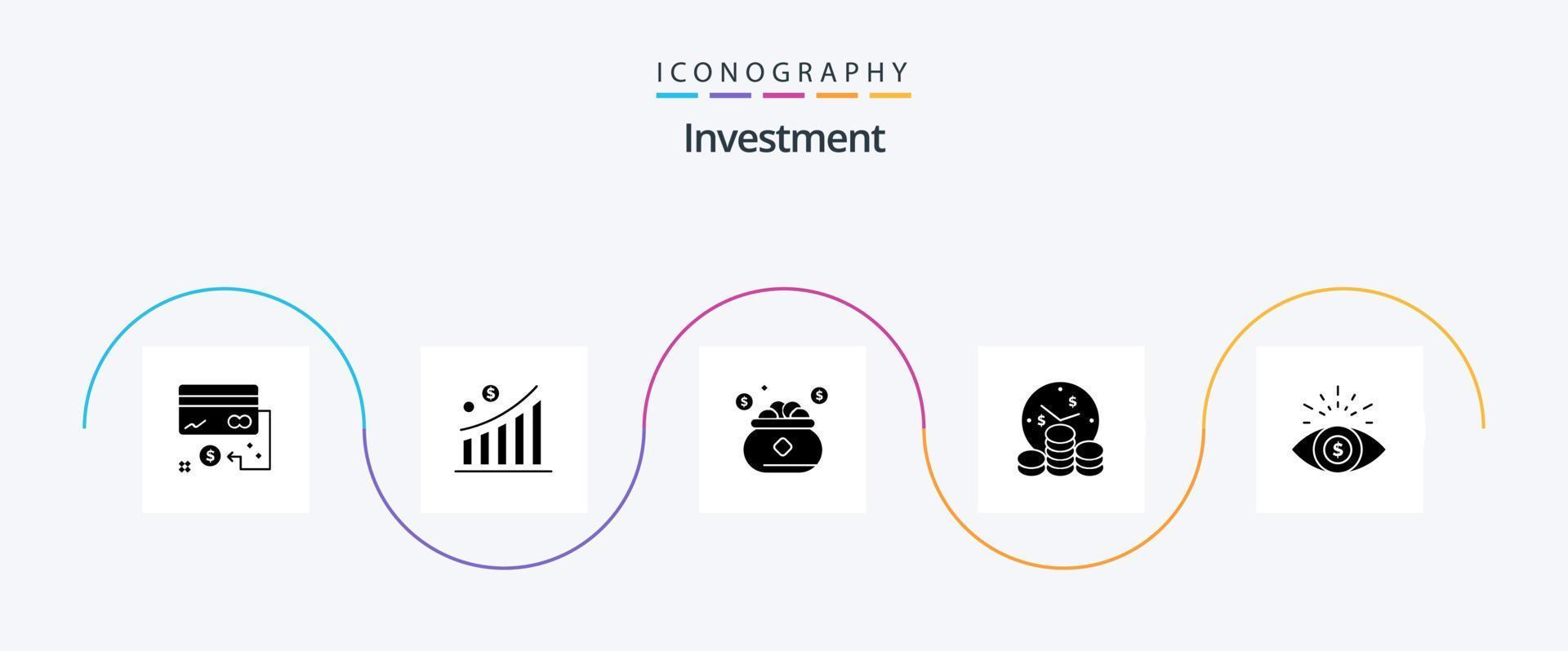 investering glyph 5 icoon pak inclusief tijd. investering. statistiek. bedrijf. opslaan vector