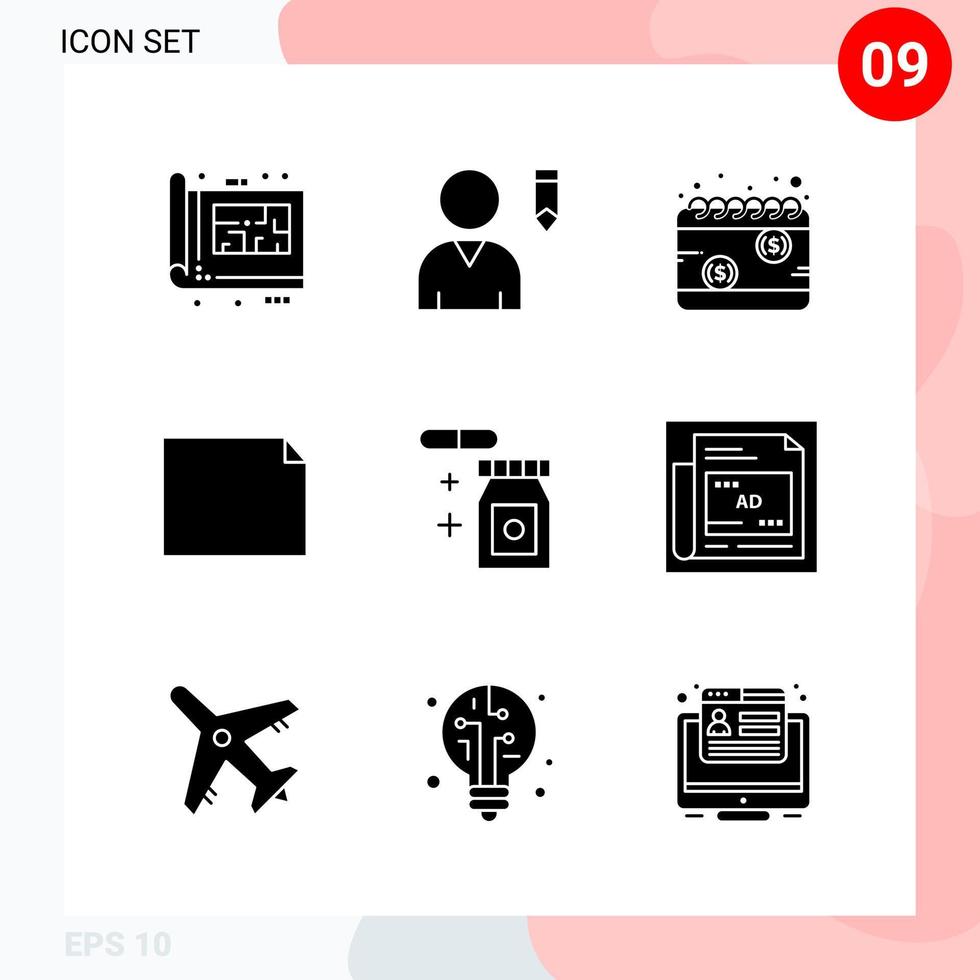 vector pak van 9 pictogrammen in solide stijl creatief glyph pak geïsoleerd Aan wit achtergrond voor web en mobiel