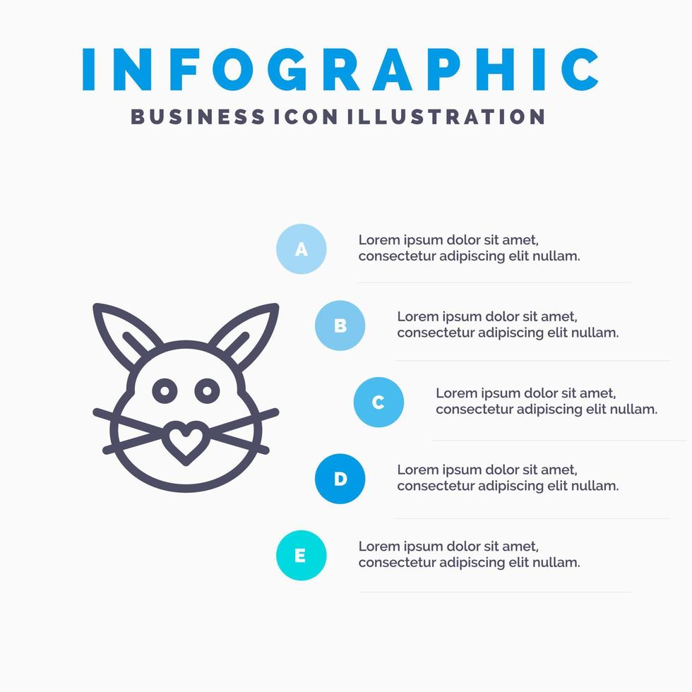konijn konijn liefde schattig Pasen lijn icoon met 5 stappen presentatie infographics achtergrond vector