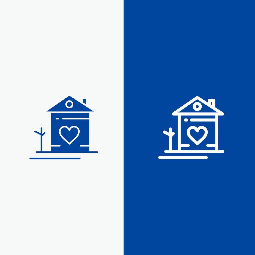 huis huis familie paar hut lijn en glyph solide icoon blauw banier lijn en glyph solide icoon blauw banier vector