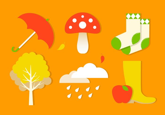 Gratis Flat Design Vector Herfst Elementen en Pictogrammen