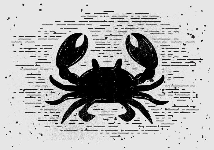 Gratis Vintage Handgetekend Silhouet Van De Krab vector