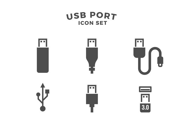 USB Port Icon Set Gratis Vector