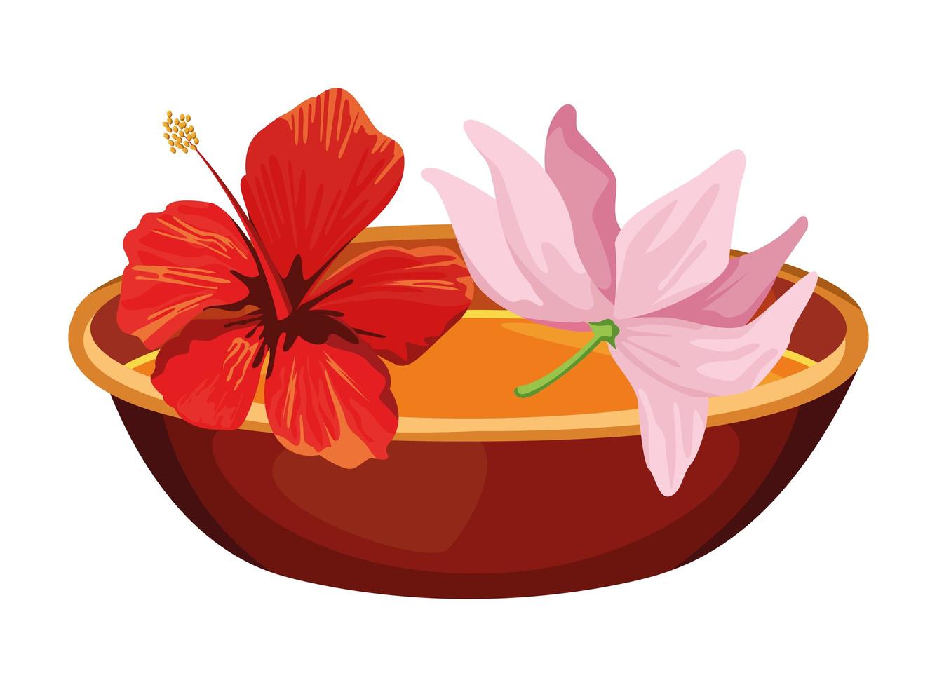 cartoon hibiscus en lotusbloemen vector