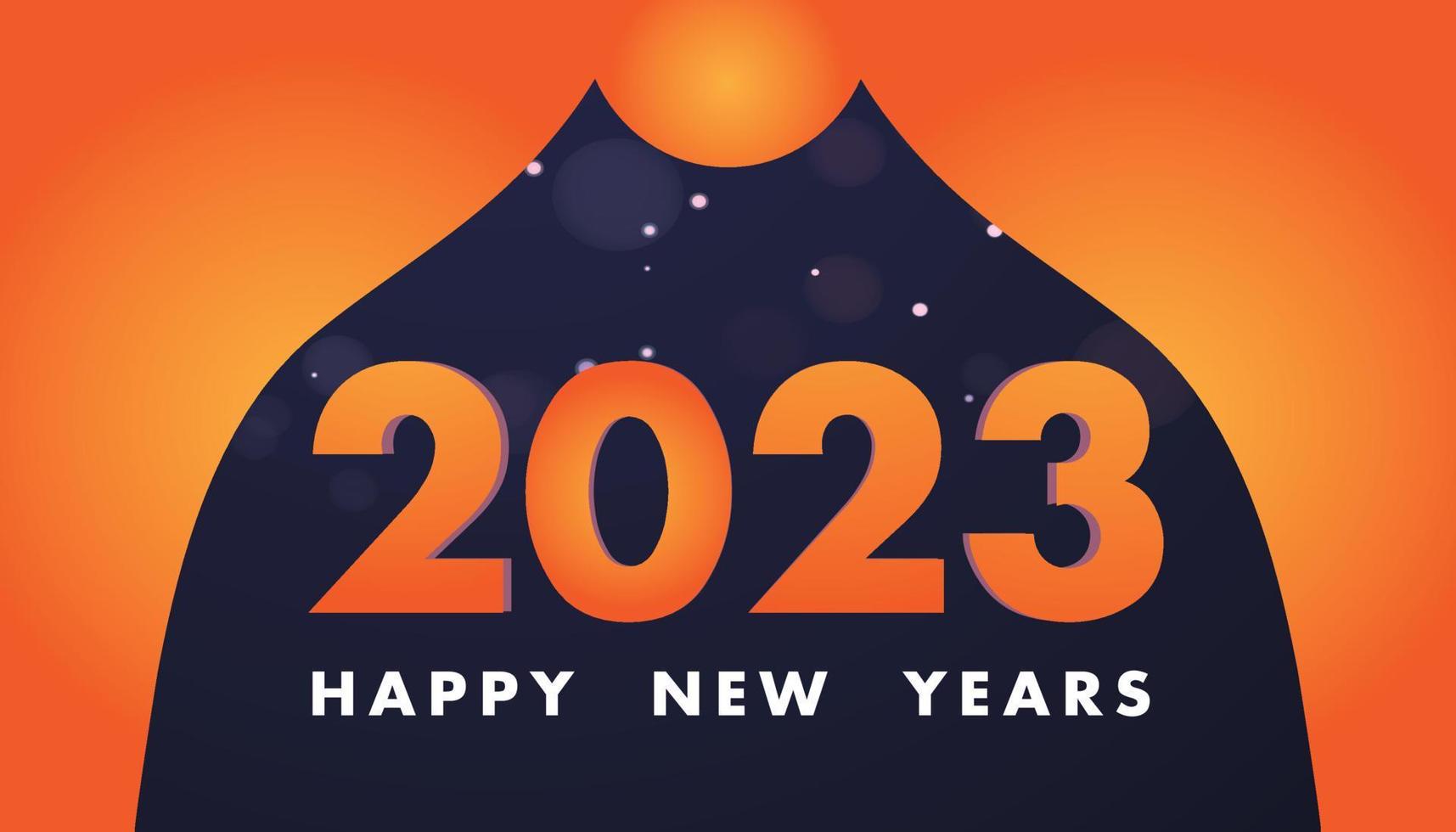 gelukkig nieuw jaar 2023 tekst ontwerp. vector groet illustratie met gouden getallen