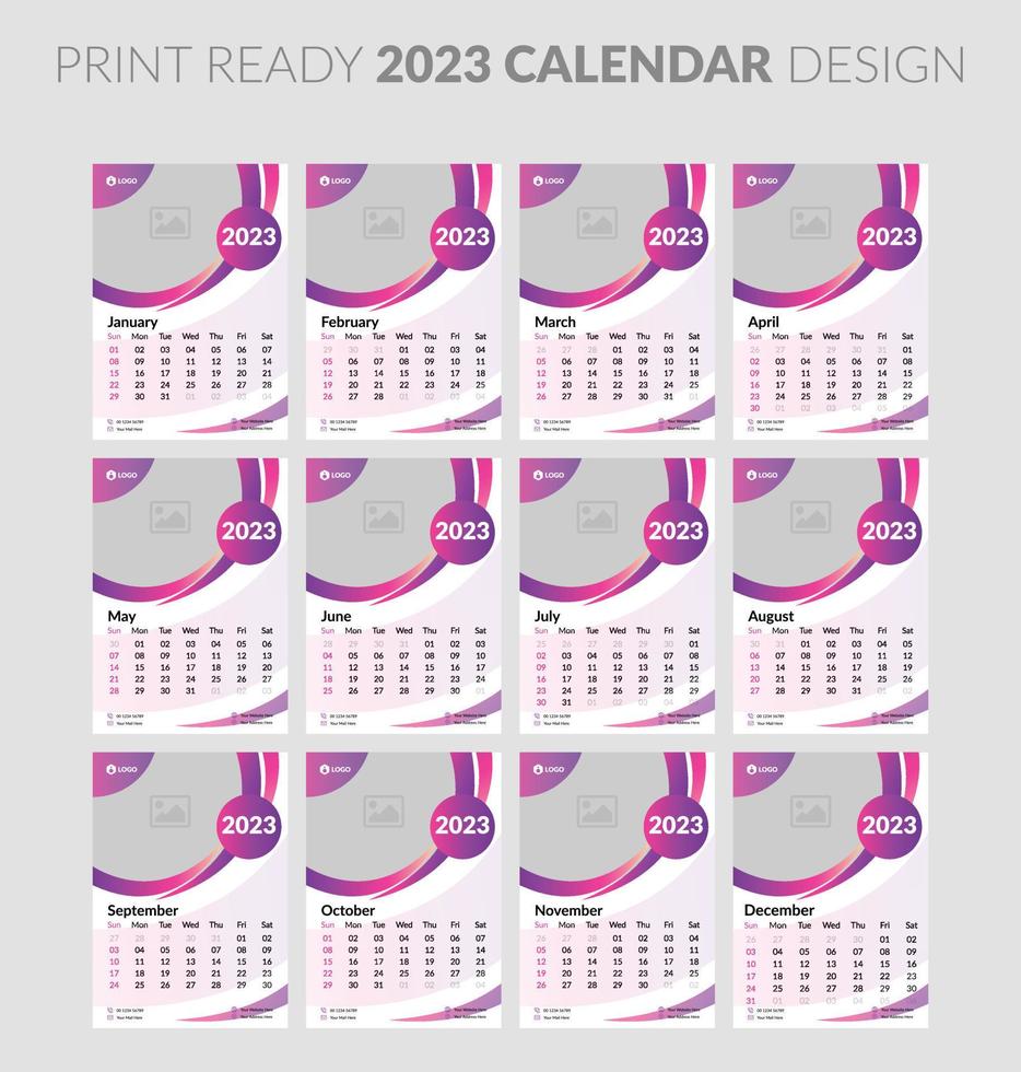 2023 kalender. bewerkbare illustratie bladzijde sjabloon a4, a3, reeks van 12 maanden met omslag. week begin Aan zondag. verticaal bewerkbare bladzijde, muur kalender vector illustratie. gemakkelijk zakelijke kaart, ontwerper