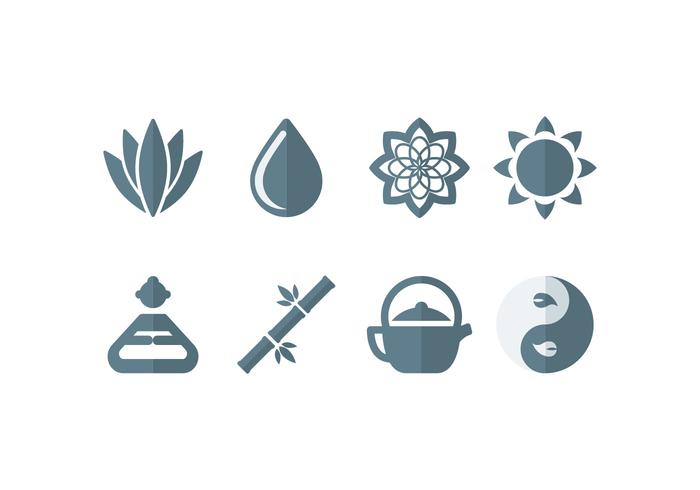 Meditatie, yoga, zen, buddha set iconen vector