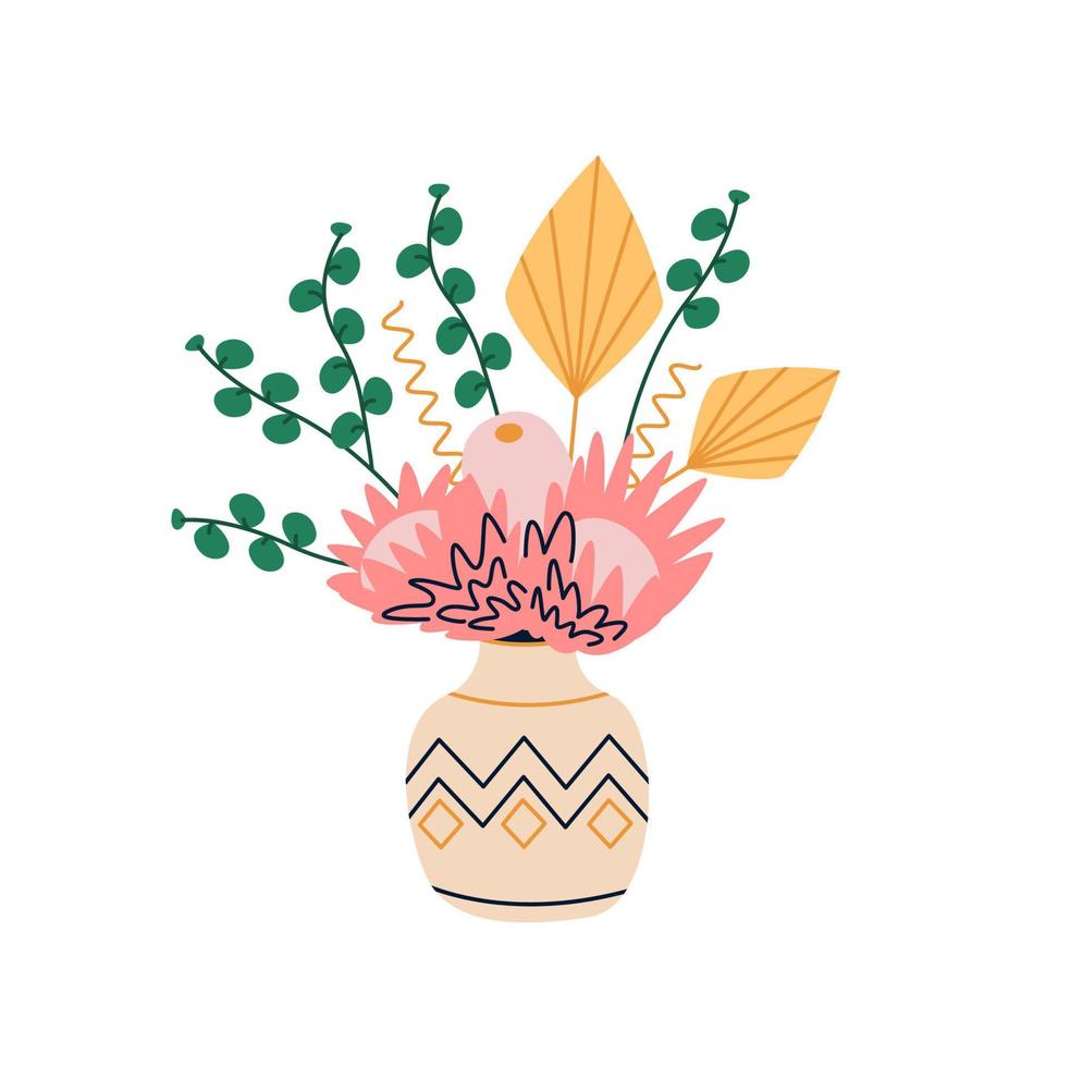 mooi bloemen in keramisch bloemen vaas vector