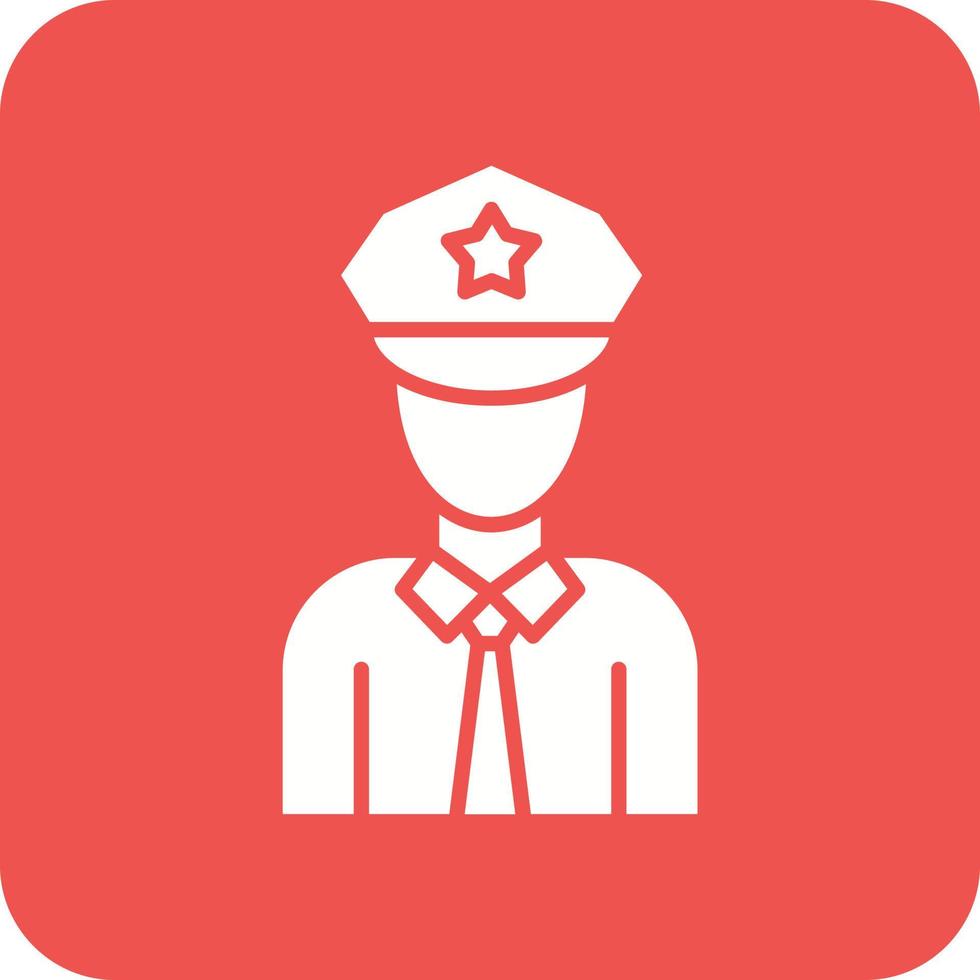 Politie officier glyph ronde hoek achtergrond icoon vector