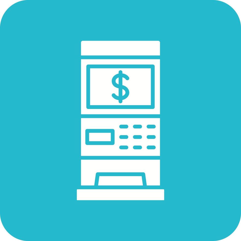Geldautomaat glyph ronde hoek achtergrond icoon vector