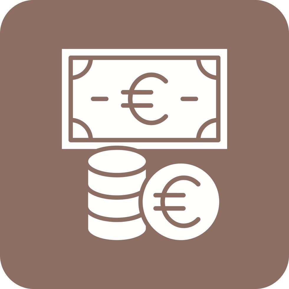 euro valuta glyph ronde hoek achtergrond icoon vector