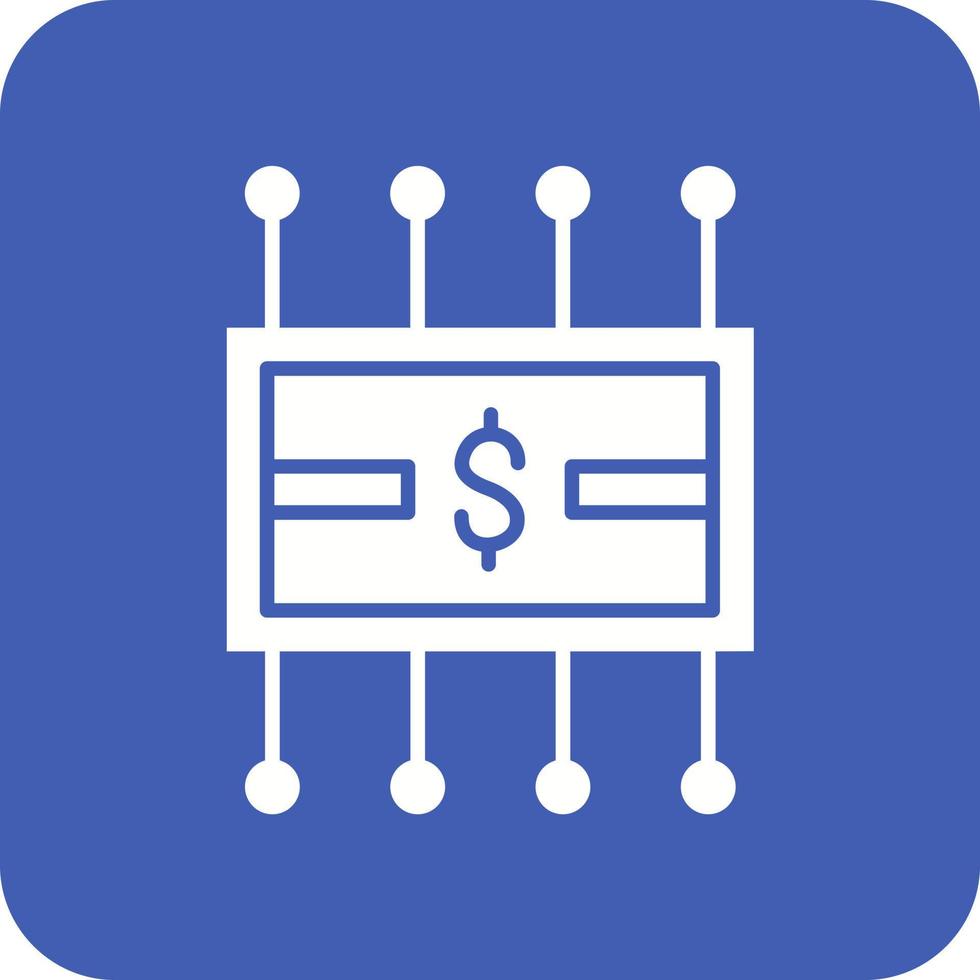 geld netwerk glyph ronde hoek achtergrond icoon vector